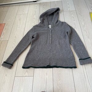 Patagonia large Ranchito knit sweater merino wool hooded grey cozy pullover